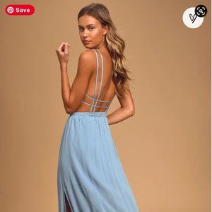 Lost in Paradise Slate Blue Maxi Dress